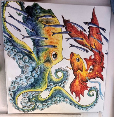 Piastra cm 40 x 40 "Decoro Marino"
