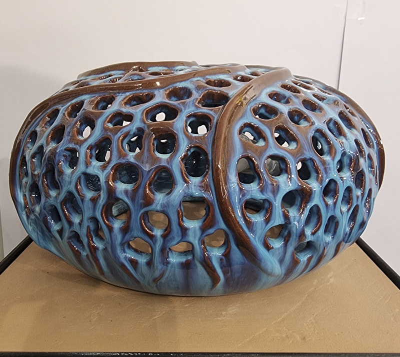 Lampada traforata modello Polipo colore blu giapponese cm 33x17 - immagine 3