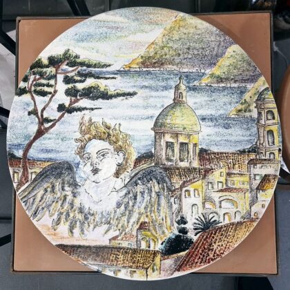 Piatto murale disco cm 40. Vietri amalfi coast con puttino angelico