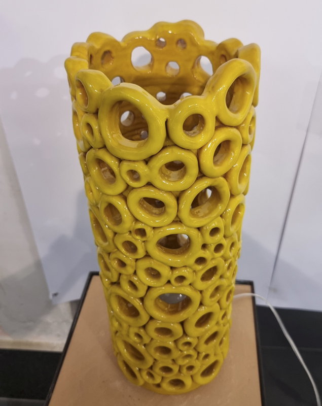 Lampada a cilindro gialla tecnica a lucignolo cm 17 x 45 - immagine 3