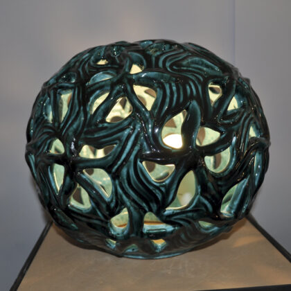 Lampada Palla modello stella taglio e modellazione rilievo cm 31x30 Verde ramina