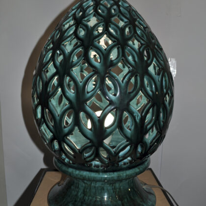 Lampada pigna traforata verde ramina 2 pezzi cm 40 x 30