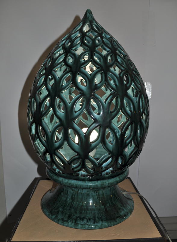Lampada pigna traforata verde ramina 2 pezzi cm 40 x 30