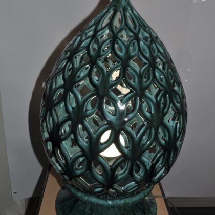 Lampada pigna traforata verde ramina 2 pezzi cm 48 x 30