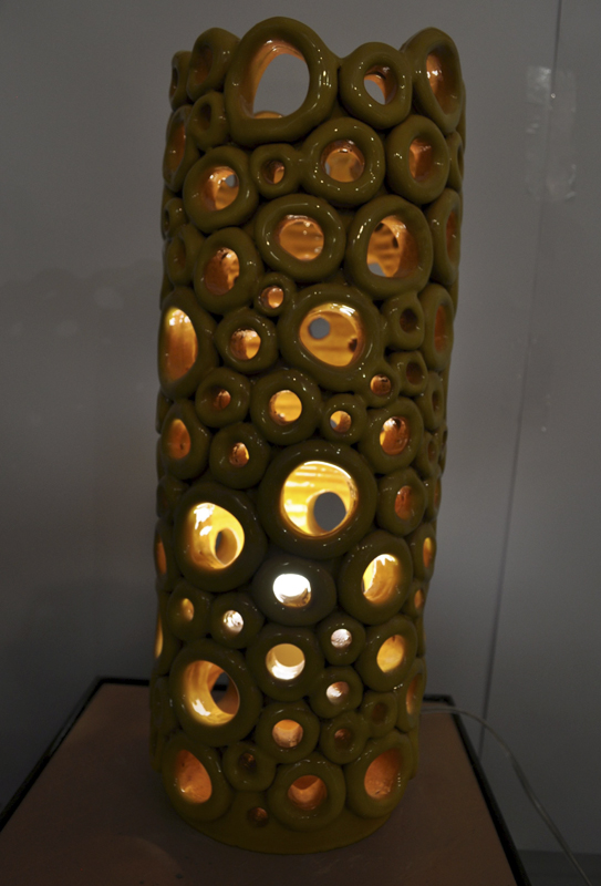 Lampada a cilindro gialla tecnica a lucignolo cm 17 x 45 - immagine 2