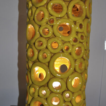 Lampada a cilindro gialla tecnica a lucignolo cm 17 x 45