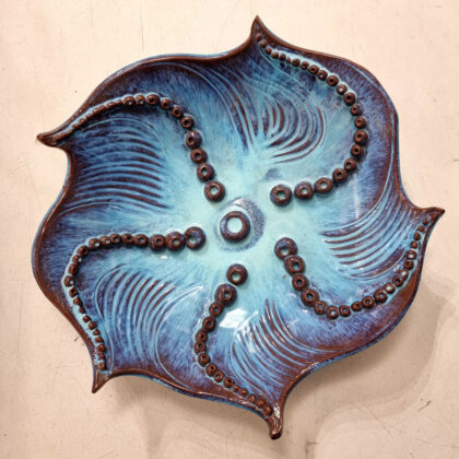 Centrotavola  Ø cm 38 h cm 9 modello stella di mare  colore blu cina