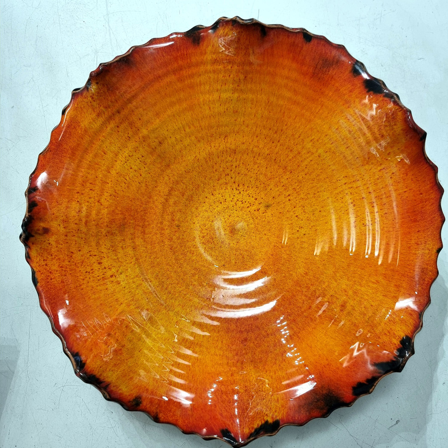 Centrotavola Ø cm 40 h cm 12 fiore 3 cotture arancio sfumato