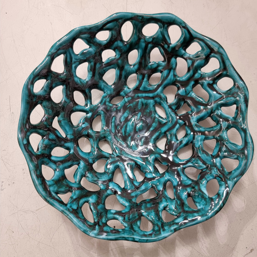 Centrotavola Ø cm 30 h cm 8 verde ramina traforato