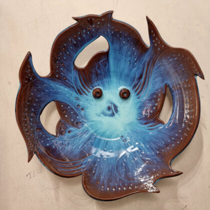 Centrotavola  Ø cm 40 h cm10 polipo blu cina